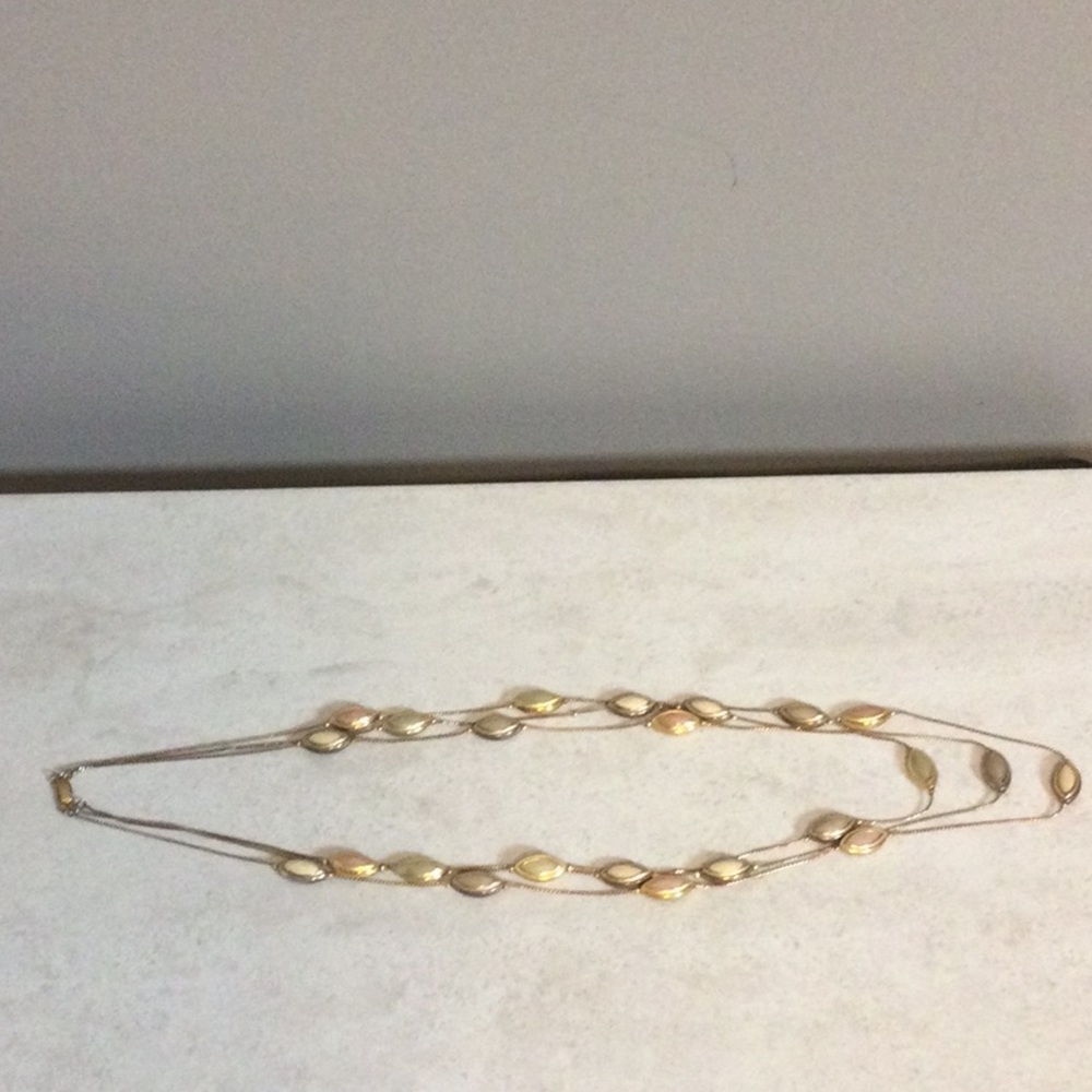 Gold graduated bead 3 strand 15” necklace